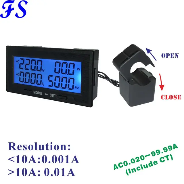 ac20a lcd panel power meter factory