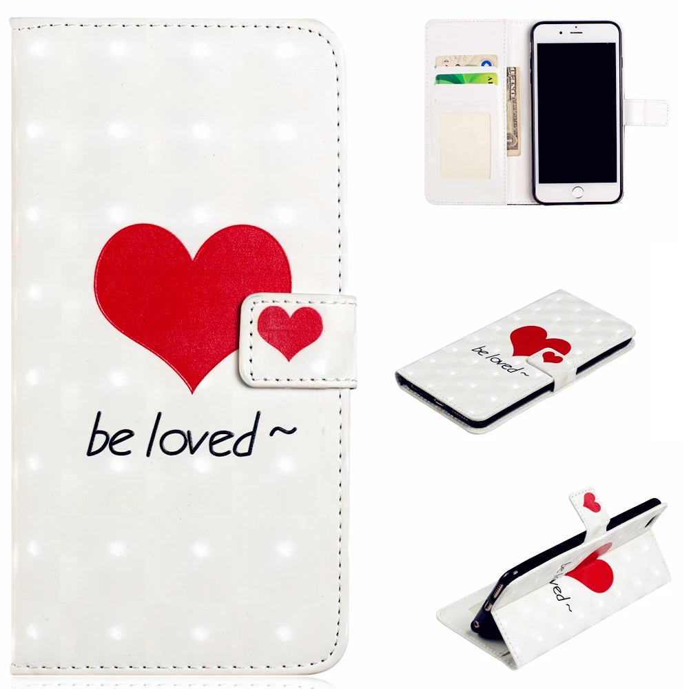 

case for iphone 5 6 6s plus 3D Painted leather case Wallet flip case for iphone x xs max xr stand cover for iphone 7 8 plus