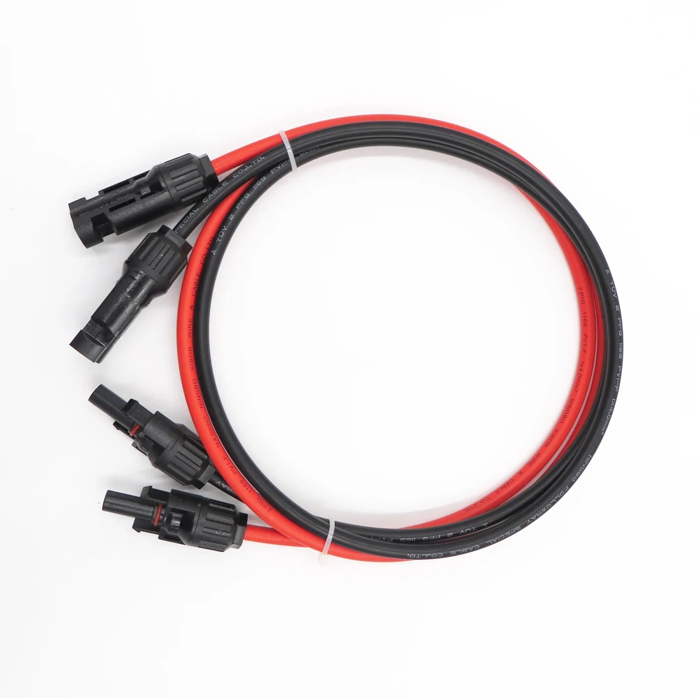 1pair/lot 12AWG 4mm2 30/15/9/6/3/1FT MC4 Connector Extension Connect branch black parallel Series Extend cable