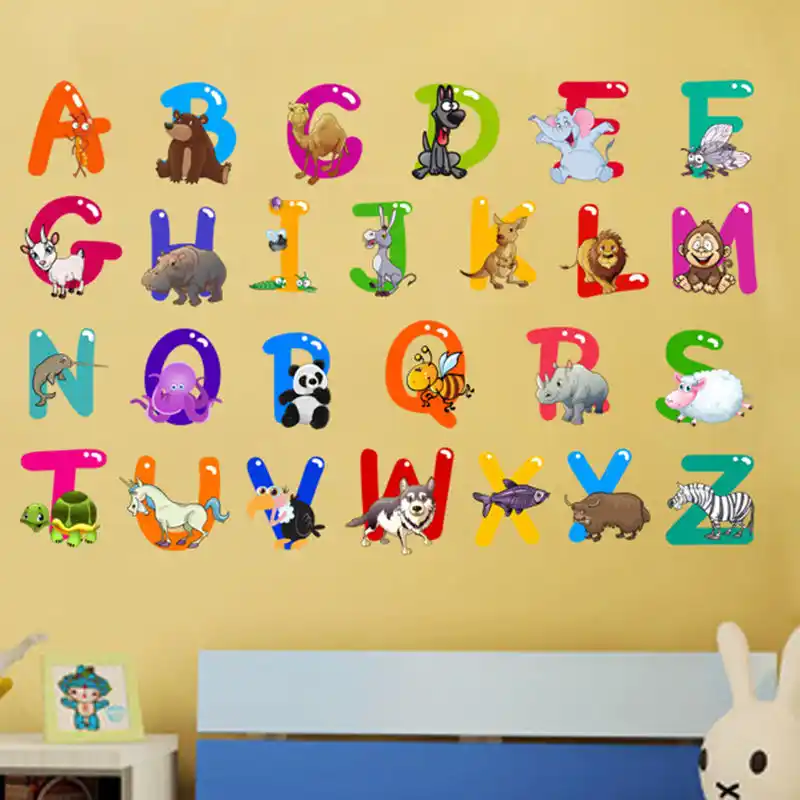 Cartoon Colorful 26 Letters Alphabet Wall Stickers For Kids Rooms 26 Letters Alphabet Wall Stickers