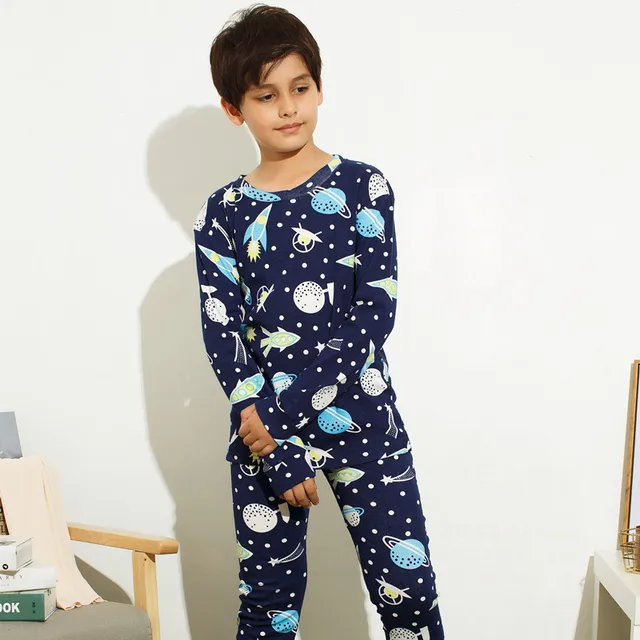 Boy Pajamas Sets Long Sleeve Big Kids Sleepwear Cotton Clothes Suit