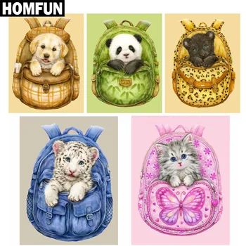 

HOMFUN Full Square/Round Drill 5D DIY Diamond Painting "School bag animals" 3D Embroidery Cross Stitch 5D Home Decor A01024