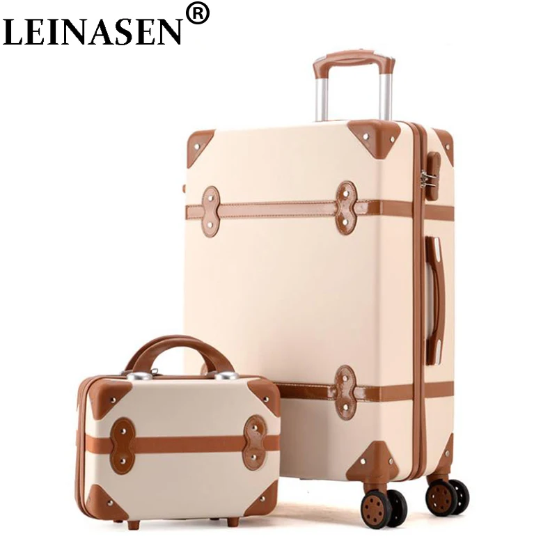 Vintage Rolling Luggage Set Spinner Women Travel Bag Suitcase Wheels  Password Trolley 20 Inch Retro Carry On Trunk - AliExpress
