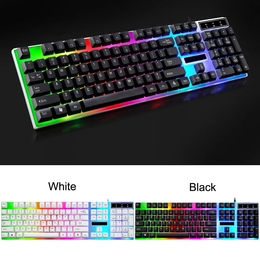 VOBERRY Проводная USB клавиатура цветной светодиодный Радужный водонепроницаемый подсветка 104 клавиш эргономичная клавиатура для игровых ПК ноутбука