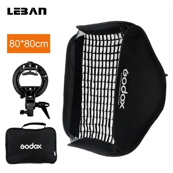 

Godox Ajustable Flash Softbox Grid 80cm * 80cm + S type Bracket+Grid Mount Kit for Flash Speedlite Studio Shooting