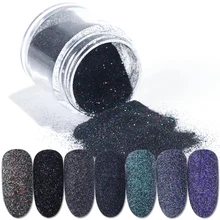 1 pçs holográfico prego glitter pigmento em pó brilhante açúcar branco preto arte do prego poeira decoração manicure uv gel polonês lantejoulas jimn(China)