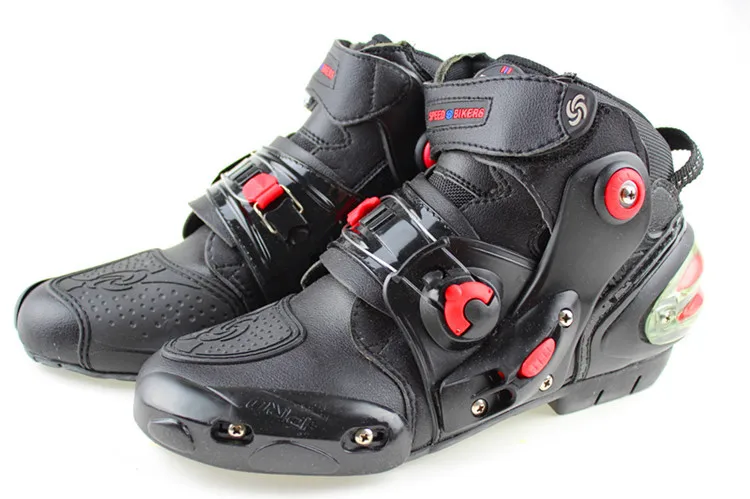 Pro байкерские Ботильоны кожаные мото ботинки мотоциклетные ботинки мужские гоночные боты мото r байкерские ботинки мото rboats для мотокросса черные - Цвет: black