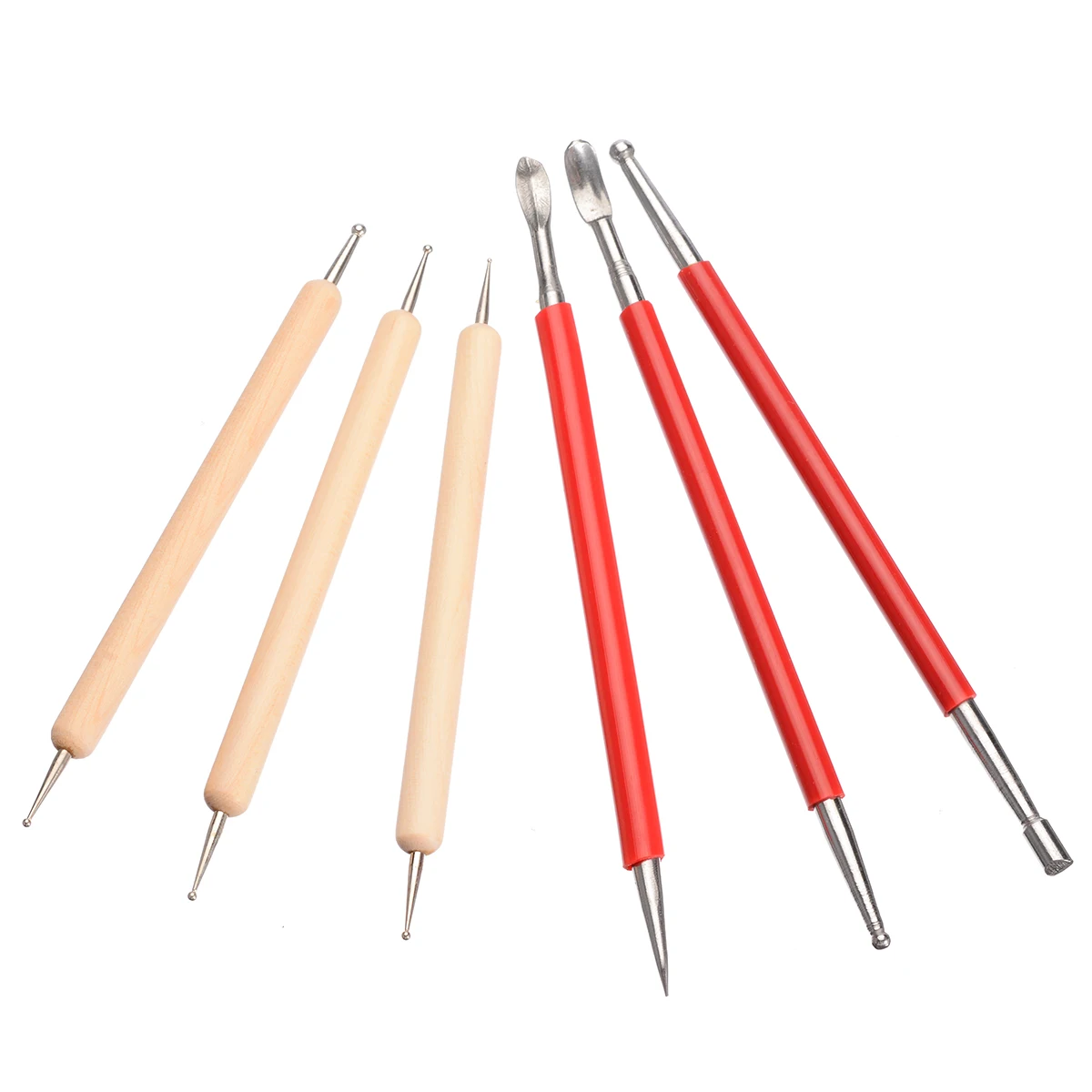

6Pcs/set Clay Modelling Tools Carving Stylus Tool Spoon Wooden Clay Sculpture Wax Carving Pottery Kit sculpting tools set