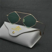 Маленькая оправа, Винтажные Солнцезащитные очки для женщин, шестигранные, синие, розовые, прозрачные, солнцезащитные очки для мужчин, металлические, ретро очки, UV400, с коробкой, NX