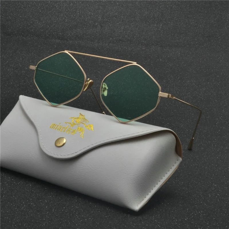 

Small Frame Vintage Sunglasses Women Hexagon Blue Pink Clear Sun Glasses for Men Metal Retro Eyewear UV400 With box NX