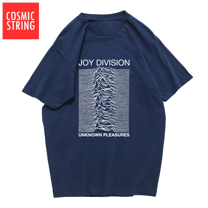 COSMIC STRING хлопок Летние мужские футболки Joy Division неизвестное удовольствие панк крутая футболка рок хипстер футболка футболки - Цвет: BJO0101AT-nav