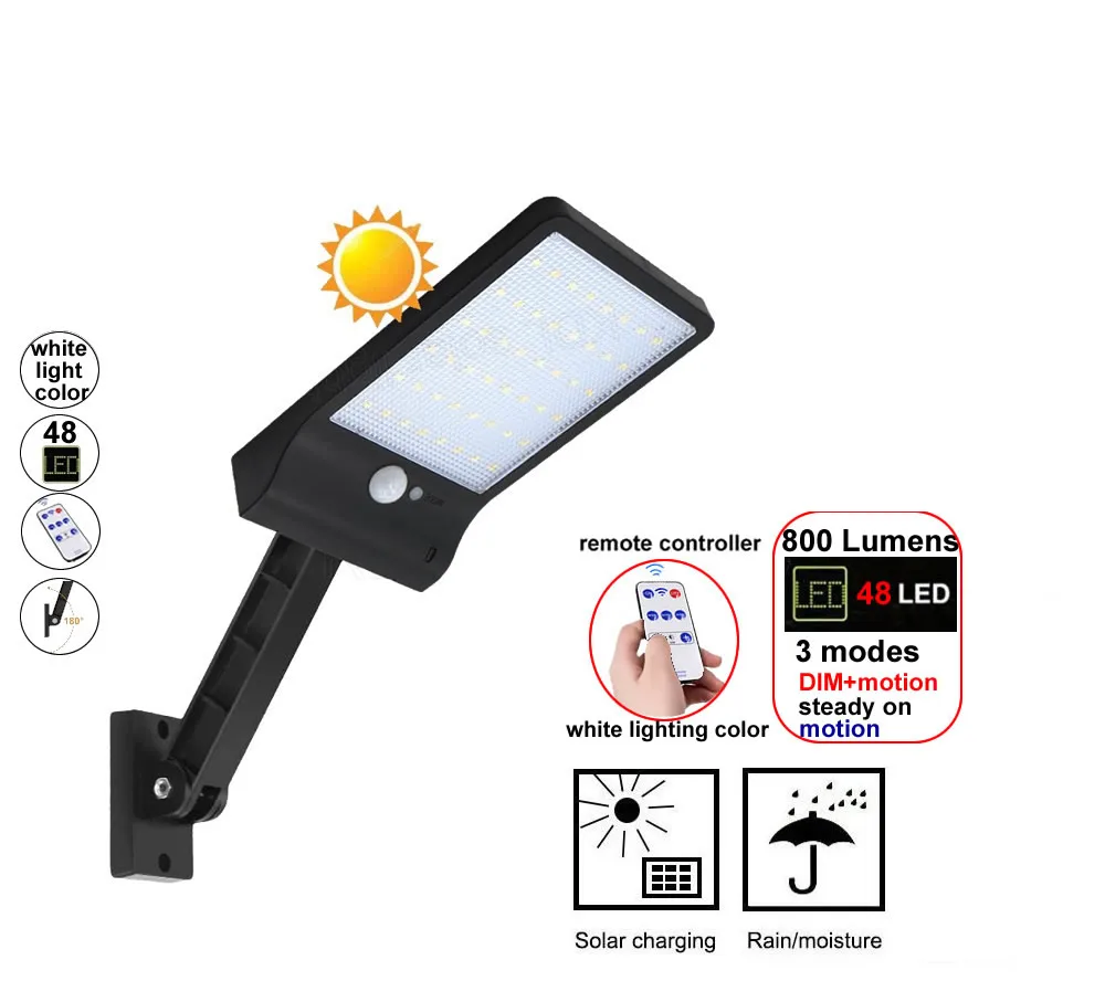 Пульт дистанционного управления rotable bracket Upgrade 48 Светодиодный Солнечный свет Водонепроницаемые уличные Настенные светильники ночник для