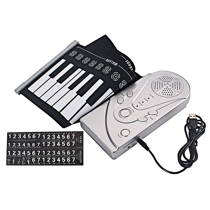 

HOT Electric Digital Roll-up Keyboard Piano 49 Keys Silicone Flexible Foldable Soft for Music Lovers HV99