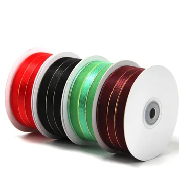 

38MM X 100yards Nylon Gold Lurex Organza Edge Satin Jacquard Ribbon Wedding Party High Quality Craft Lace 8 Colors Available