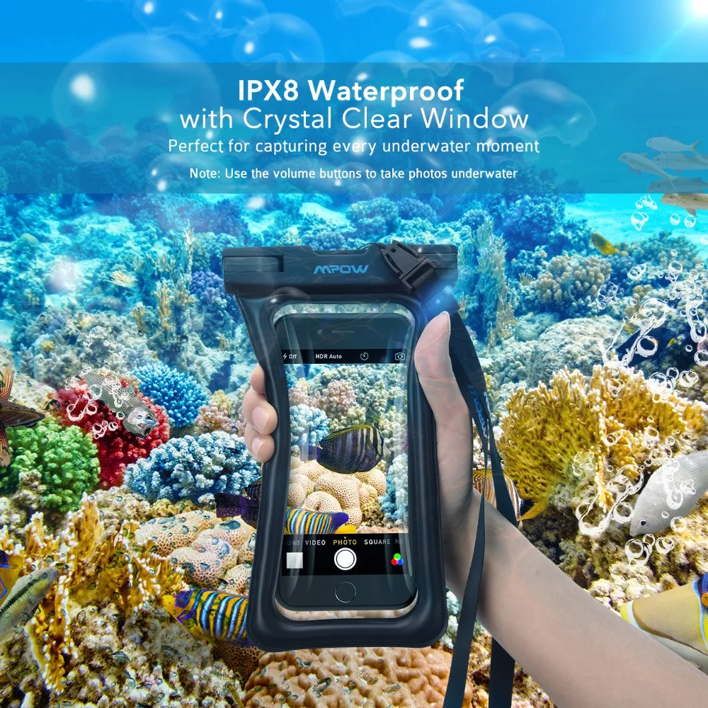 1pcs Mpow IPX8 Floatable Waterproof Bag Case Universal 6.5 '' Underwater Phone Pouch For iPhone Samsung Huawei Cellphone Dry Bag