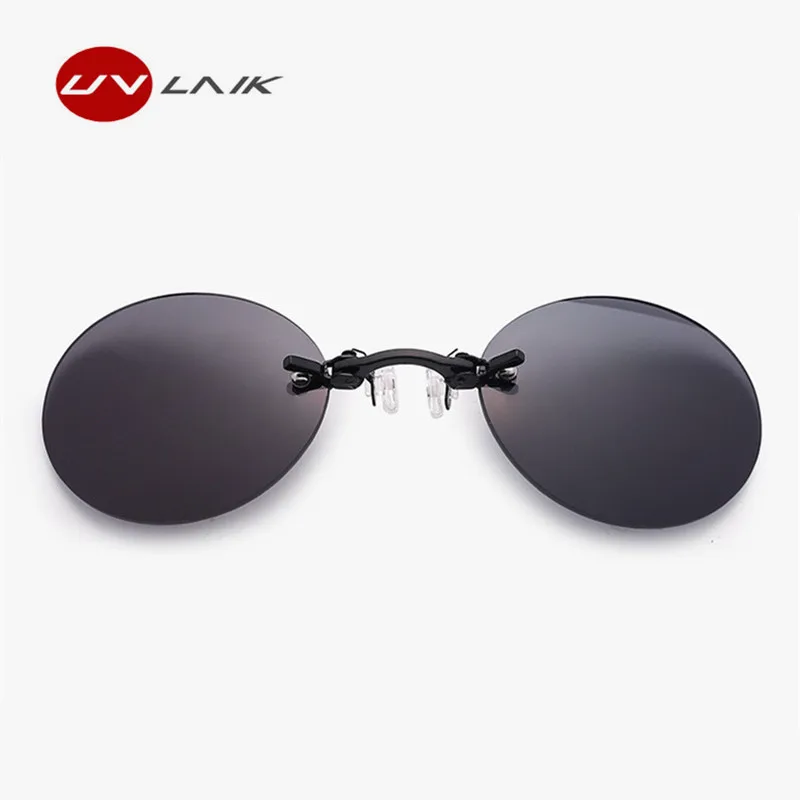 

UVLAIK Mini Clip On Nose Sunglasses Men UV400 Vintage Round Sun Glasses Hacker Empire Matrix Morpheus Rimless Sunglasses