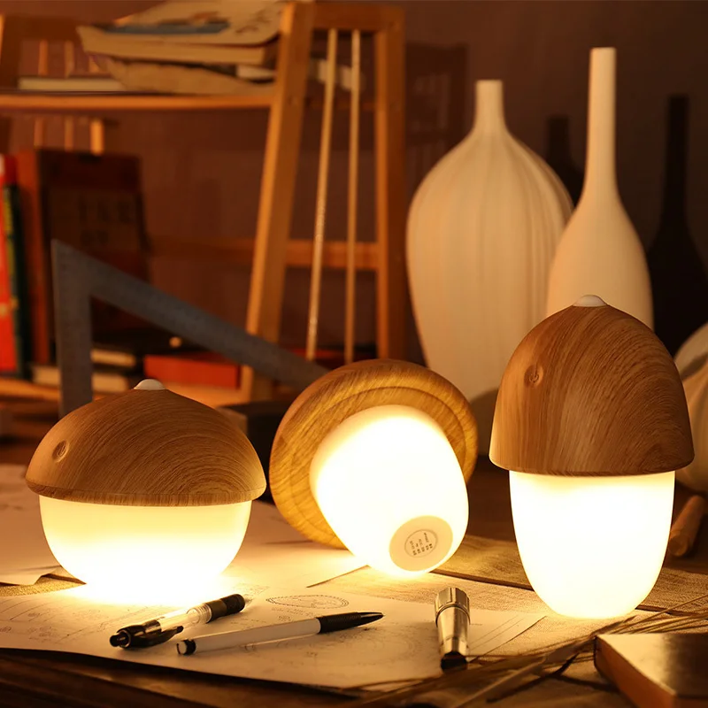 

Modern Desk Lamp USB Rechargeable Mushroom Olive Acorn Dimmable LED Light Touch Switch Reading Table Lamps Night Light