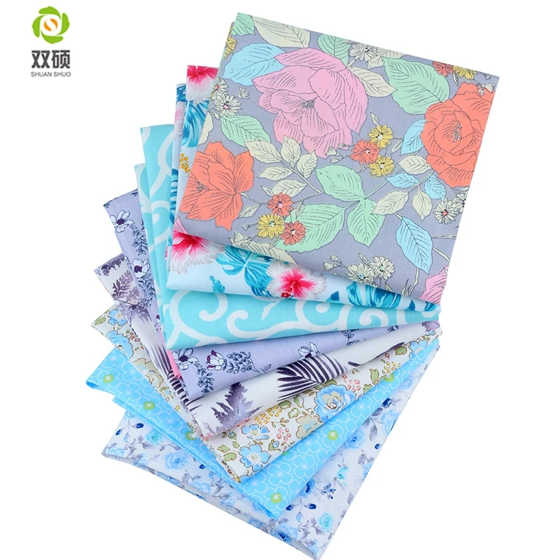 

Shuanshuo New Blue Series Twill Cotton Fabric,Patchwork Cloth,DIY Sewing Quilting Fat Quarters Material For Baby&Child 8pcs/lot