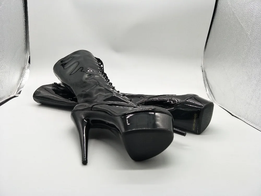 LAIJIANJINXIA/Стильные лакированные туфли на высоком каблуке 15 см; обувь для танцев на шесте; модельная обувь; пикантные сапоги до середины