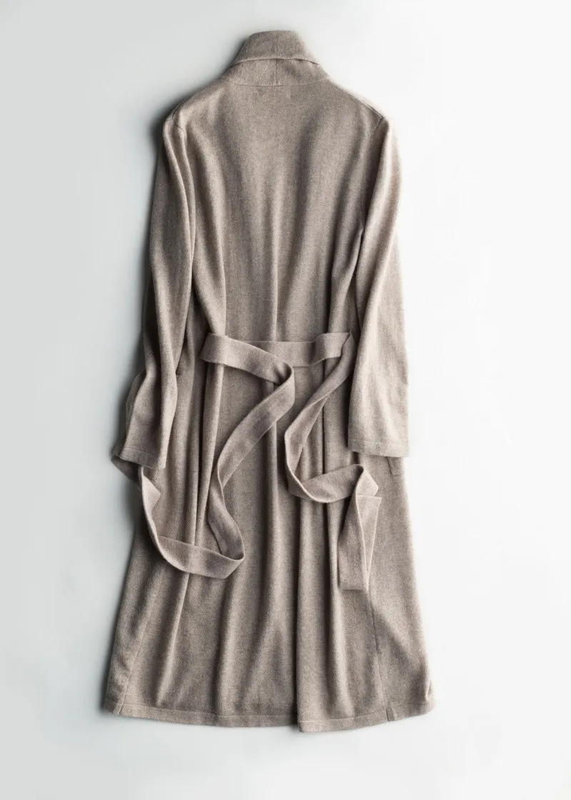  high grade 100% goat cashmere knit women's long cardigan pajamas-robe sweater dress one&over size