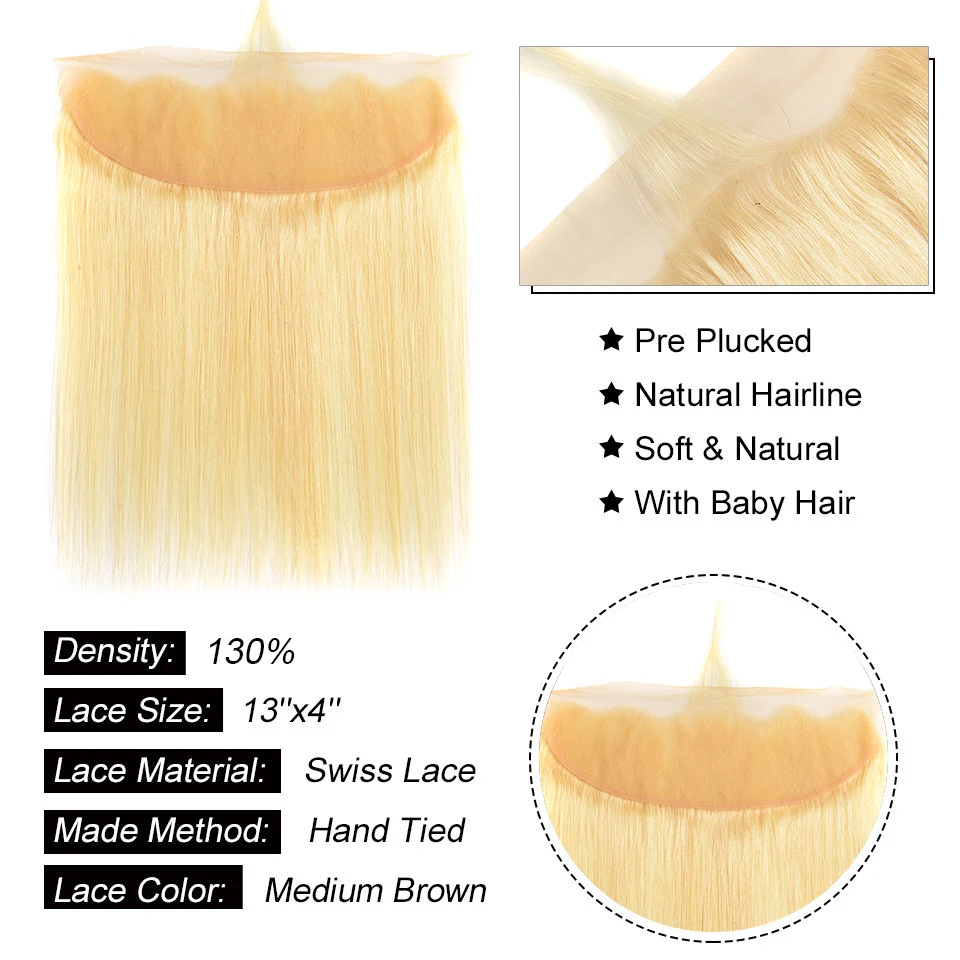 Beaufox 613 Blonde Bundles With Frontal Straight Human Hair Bundles With Frontal Closure Brazilian Hair Weave With Closure Remy