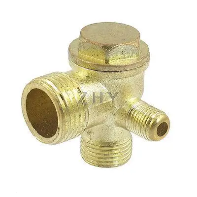 

Gold Tone Metal Three Way 1/2"PT x 1/8"PT x 3/8"PT Gas Valve