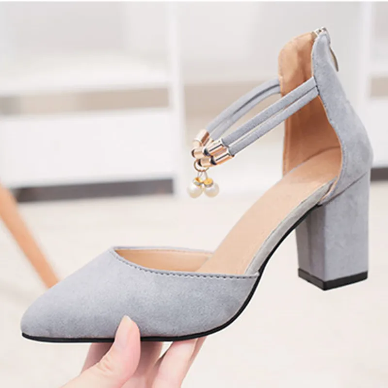 Zapatos gray Peu Femmes Femme Talons De Hauts Black 2018 34 40 Mode Cm ShuangxiJsd Haute Chaussures Profonde 5 Mujer 7 Taille D'été Bouche YI7gyb6vf
