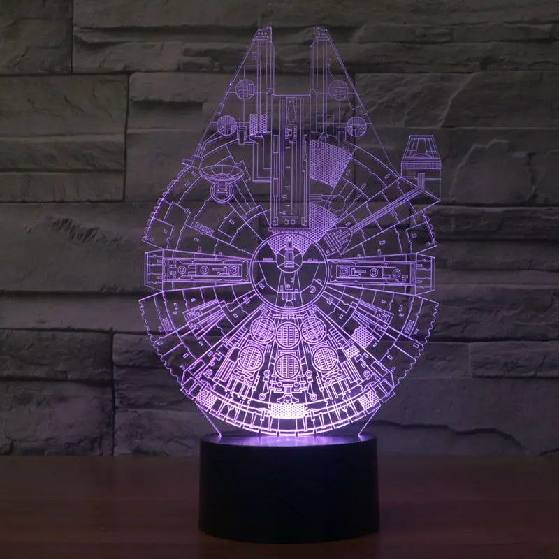 3D LED Night Light Car Millennium Falcon BB-8 Darth Vader Acrylic 7 Color Dimming Kids Baby Bedroom USB Table Lamp | Освещение