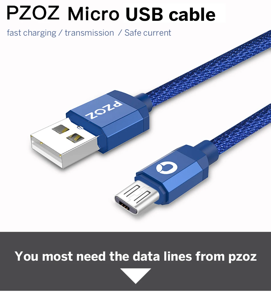 Pzoz Быстрая зарядка Micro USB Кабель нейлоновый шнур MicroUSB 2A Android Micro-USB 1 м 2 м 2 м 3 М Micro USB кабель зарядного устройства красный для Samsung