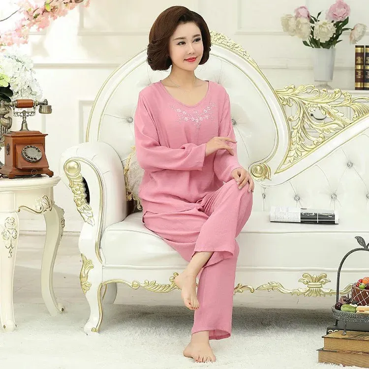 

2019 Xl Xxl 3Xl 4Xl Large Size Female Home Suit Floral Spring Long Sleeve Women Pijamas Sleepwear Sets