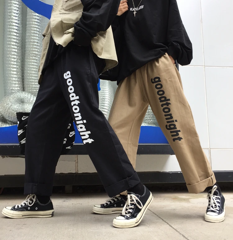 Fashion Casual Men's Wide Leg Pants Spring And Autumn M-XL Letters Loose Harem Pants Tricolor Personality Youth Popular