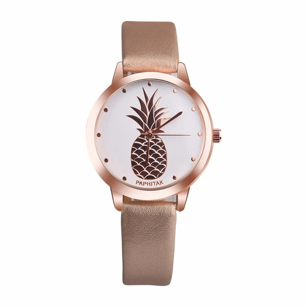 

PAPHITAK Woman Watch Pineapple Faux Leather Analog Quartz Watch reloj pulsera mujer zegarki damskie montres femme bayan saat