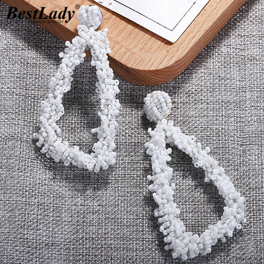 

Best lady Bohemian Handmade Beaded Drop Earrings for Women Party Wedding Trendy Girls Gift Long Statement Earring Jewelry