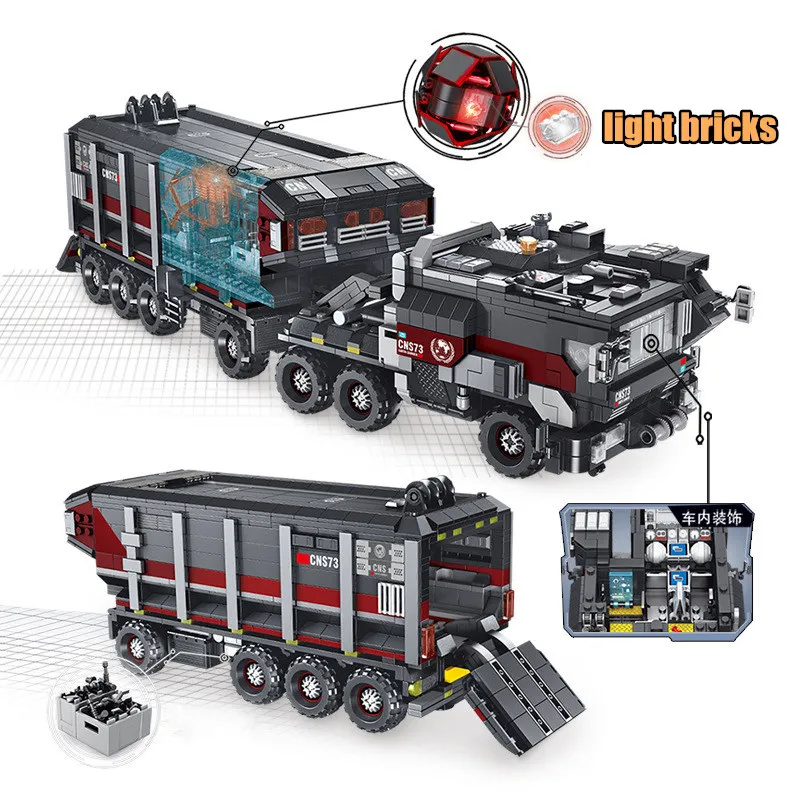 Странствующий земной грузовик Перевозчик транспортный погрузчик Военная серия строительные блоки кирпичи Совместимые модели игрушки