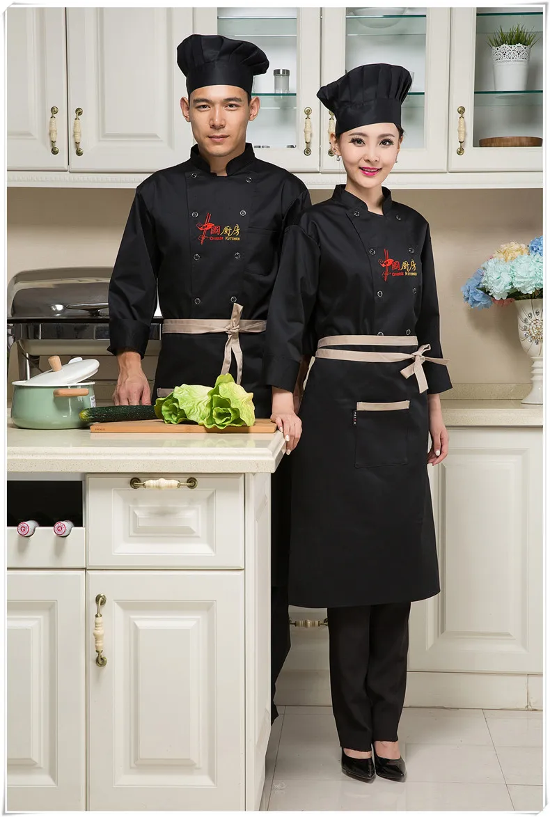 Горячие унисекс Длинные рукава Кук костюм Ресторан готовить рабочая одежда униформа повар двубортный шеф-повар верхняя одежда для кухни