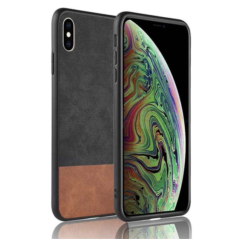 For Apple iPhone XS case X back cover silicone fabric cowboy PU leather protective phone Max | Мобильные телефоны и