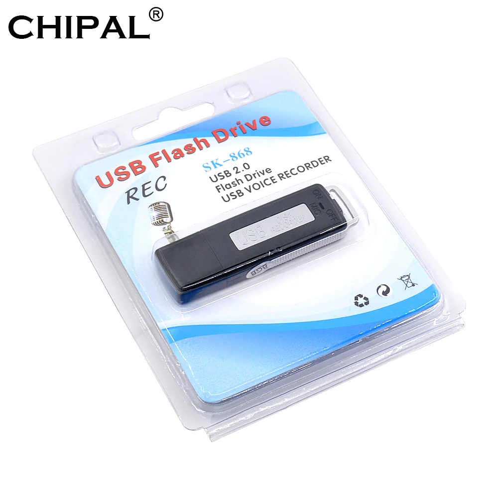 

CHIPAL USB Disk Recorder Digital USB Voice Recorder 8GB Mini Dictaphone WAV Audio Recording Pen USB Flash Drive Gravador de voz