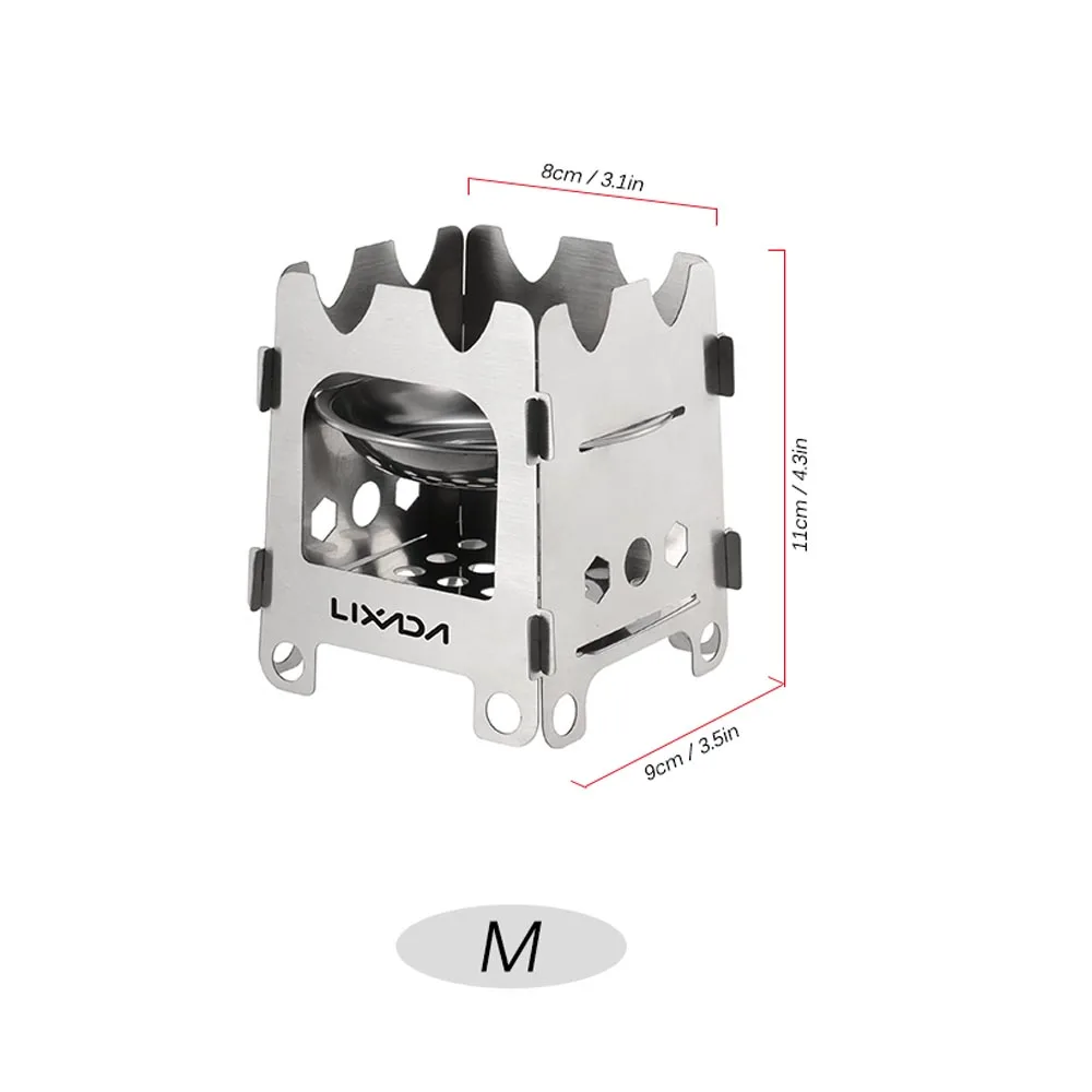 Lixada Складная дровяная плита для спорта на открытом воздухе походная плита с спиртовым поддоном Сверхлегкая карманная горелка из нержавеющей стали для пикника и пешего туризма - Цвет: M