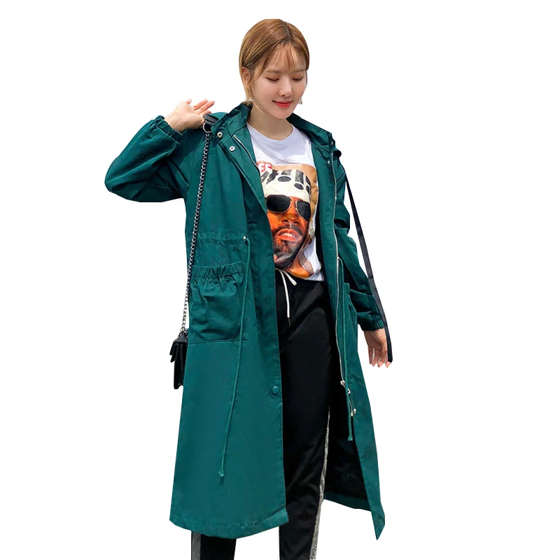 

Plus Size Long Coat Women Causal Trench 2019 New Autumn Long Sleeve Hoodies Female Overcoat Woman Loose Harajuku Windbreaker