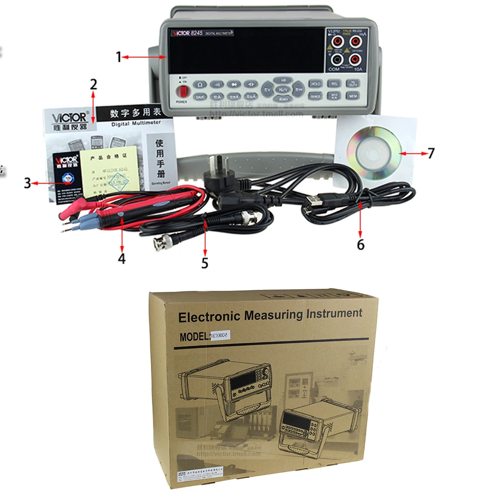 VICTOR VC8245 1000 V 4 1/2 настольный цифровой мультиметр точный уровень настольный мультиметр Тип rms USB тестер цифровой
