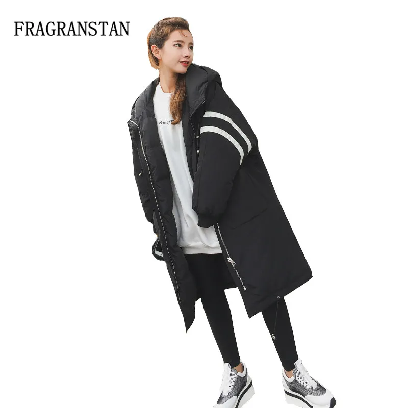 Women New Fashion Winter Black Long Cotton Thickening Warm