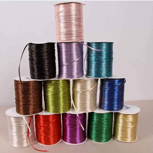 

(25 yards/lot) 1/8''(3mm) Gold Edge Ribbon high quality grosgrain satin ribbons gift packaging ribbons Wedding Party Decoration