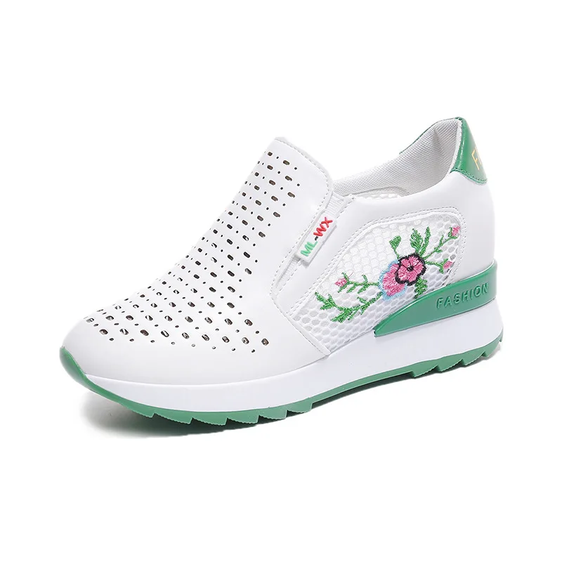 Women Shoes 2019 Women Casual Shoes Platform Hidden Increasing Shoes Woman Breathable Slip-On White Shoes Women Sneakers