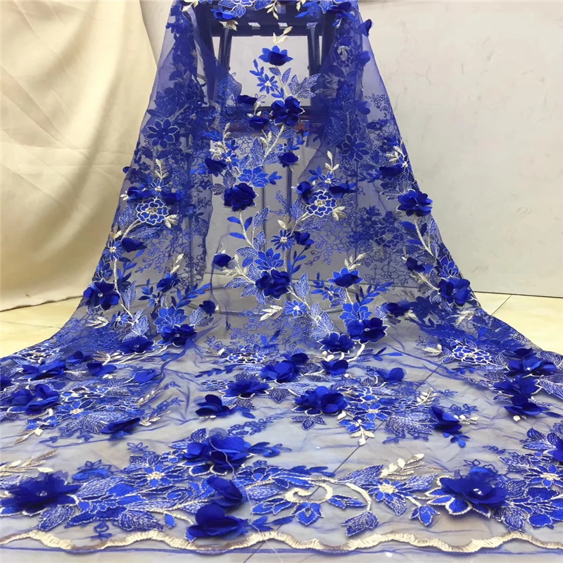 

Tollola Royal Blue Nigerian French Net Lace Fabric Embroidered beaded African Lace Fabric High Quality Dubai Guipure Mesh Lace