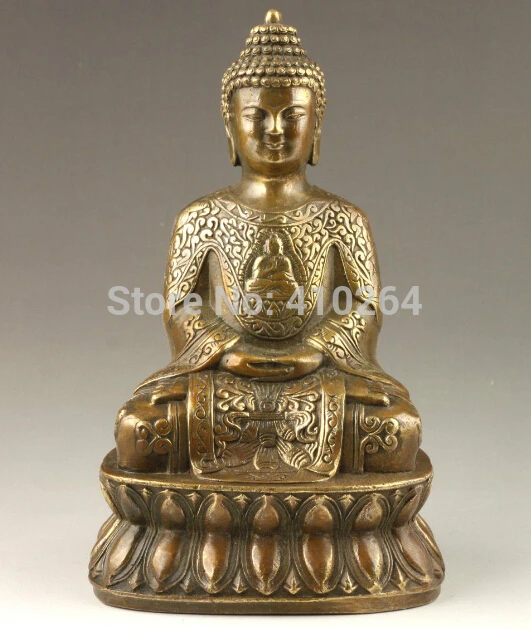 

old craft Vintage Collection Bronze Delicate Spiritual Worship Indian Buddha Statue (A0314)
