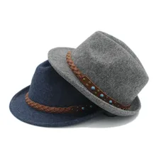 Натуральная шерсть для женщин мужчин Chapeau Femme Fedora шляпа для джентльмена сомбреро Трилби церкви Дерби Cloche Топ кепки с модной кож