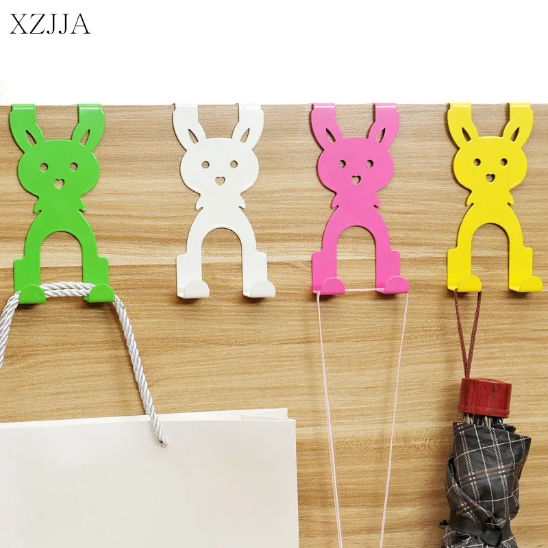 XZJJA бесследные мультфильм крючки в форме кролика для двери в спальню, на кухню крючки для одежды сумка пальто двойной вешалка Органайзер Висячие мешочки Pothook