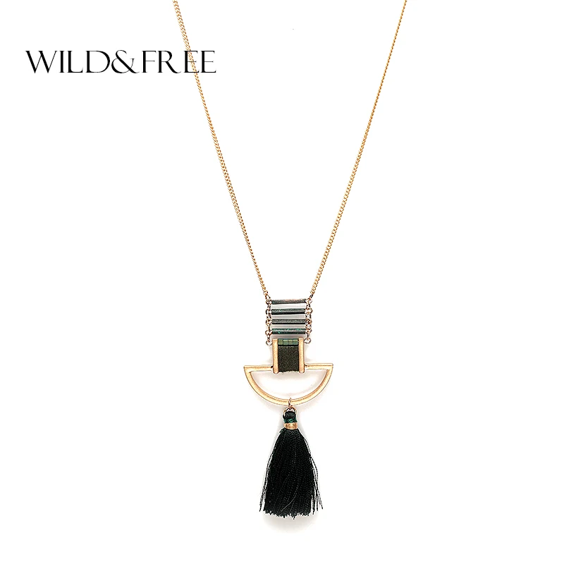 Dark Green Thread Necklace Jewelry 