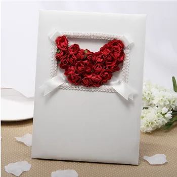 

20cm x 20cm Red Roses Flower Guest Wedding Signature Book
