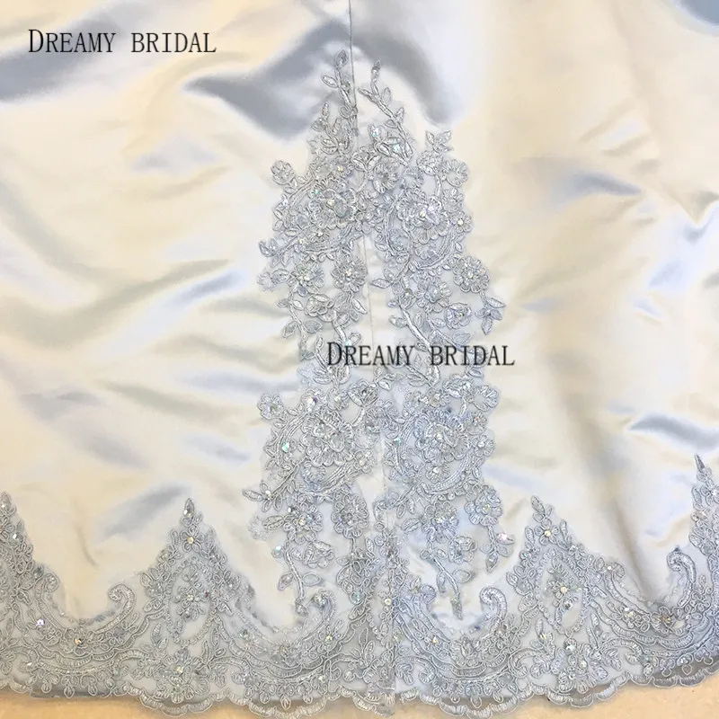 Dreamy Bridal Blue Long Wedding Dresses Ball Gown Sweetheart Long Sleeves Off the Shoulder Lace Beads Bride Gowns Custom Made-7